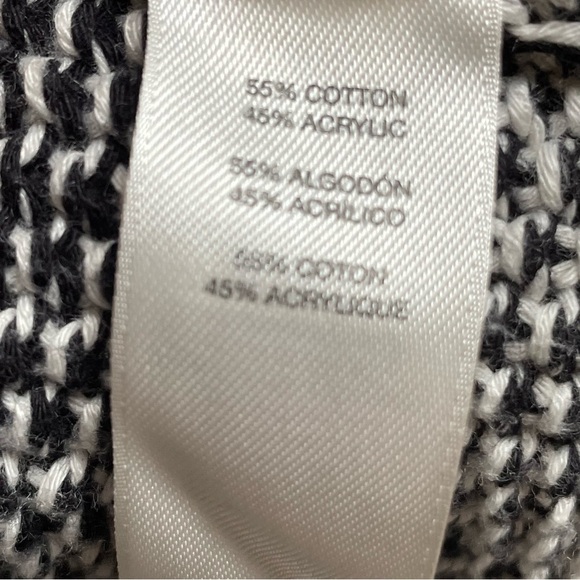 Chicos Black White Tweed Cotton Blend Open Front Tunic Cardigan Sweater Sz L/XL - Picture 11 of 11